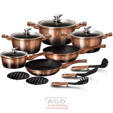 GARNKI BERLINGER HAUS 15 ELE METALLIC LINE ROSE GOLD NOIR [BH-1900]